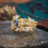 Romantic Nature-inspired 6-Prong Round Cut Alexandrite Stacking Ring